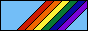 gay rainbow stripes over a light blue background